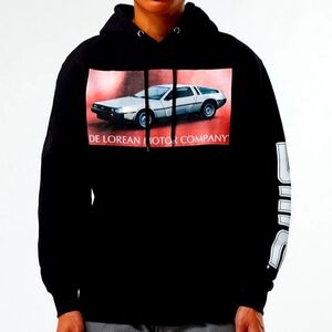 DeLorean Motor Company Hoodie, Medium, Black.